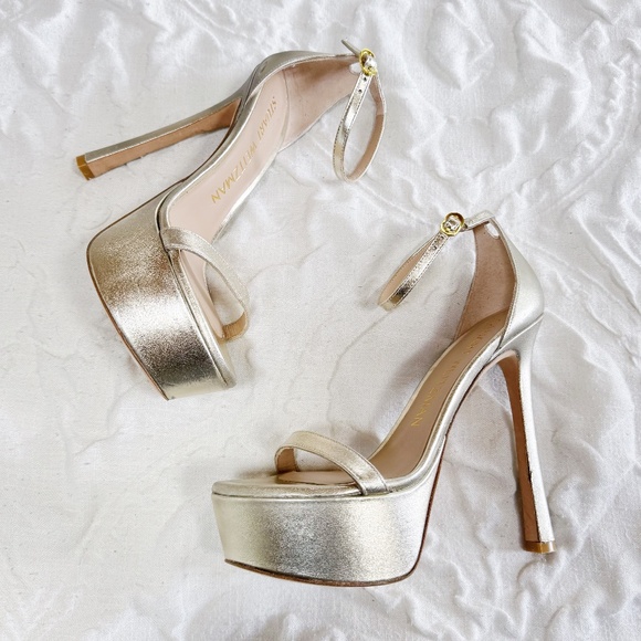 Stuart Weitzman Nudistcurve Hollywood Ankle-Strap Platform Sandals Size 8.5 - Picture 2 of 9